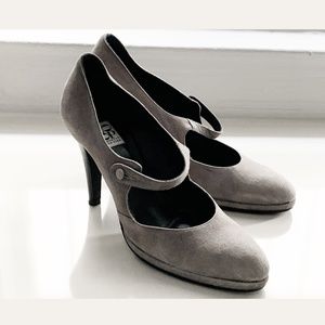 "Barneys COOP Gray Kid" Suede Pumps